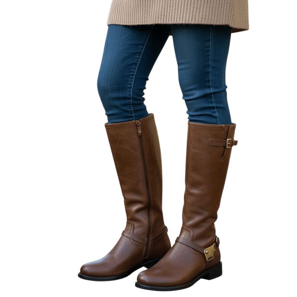 ECCO Hobart Harness Brown Leather Mid Calf Riding Boot Size 36/US6